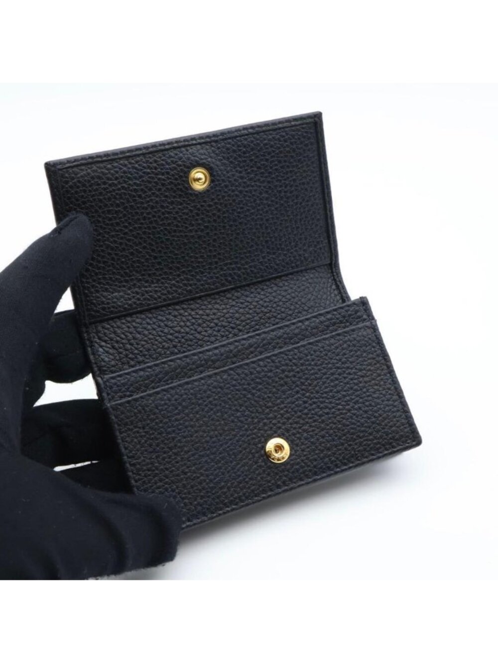 Prada Card Case Metal Logo Black Business Holder - Picture 2 of 10